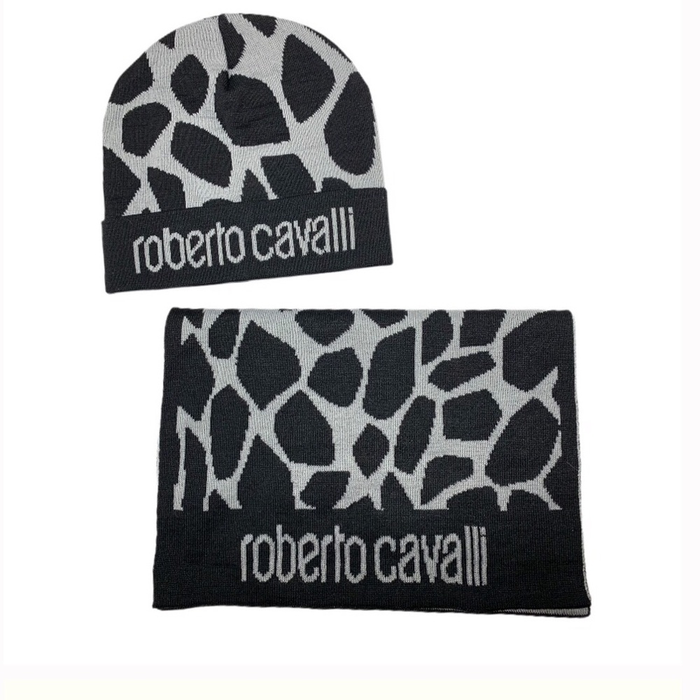 Roberto Cavalli New Hat and Scarf Set